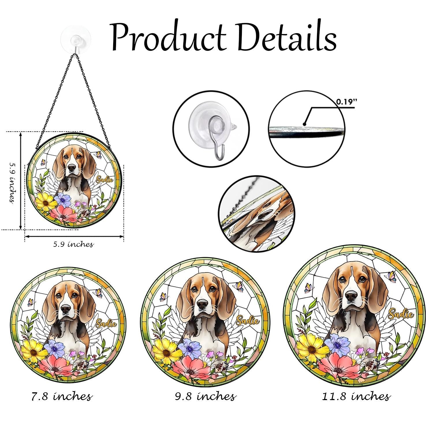Custom Dog Portrait From Photo Suncatcher, Colorful Stained Glass Pet Art, Personalized Dog Lover Gift, Window Decal - product image 3