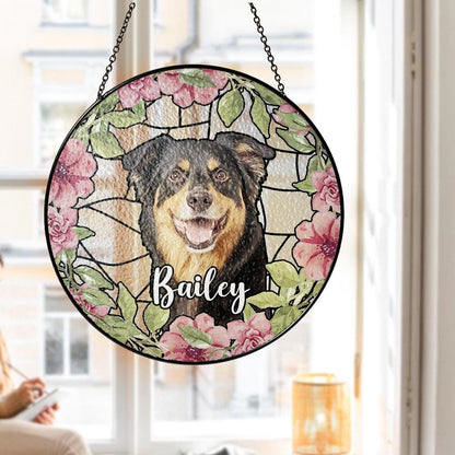 Personalized Dog Portrait Stained Glass Suncatcher, Custom Pet Memorial Stained Glass Photo Suncatcher, Dog Loss Keepsake, Pet Loss Gift - product image 7