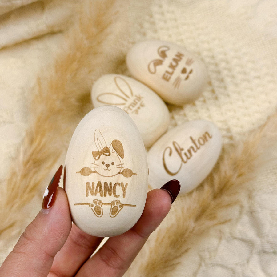 Personalized Easter Egg Shaker –Engraved Wooden Musical Instrument,Custom Kids Gift,Easter Basket Toy, Holiday Keepsake, Fun Spring Activity - main product image