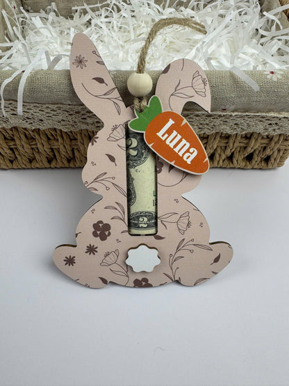 Personalized Wood Easter Bunny Money Holder – Kids Easter Basket Tag - product image 3
