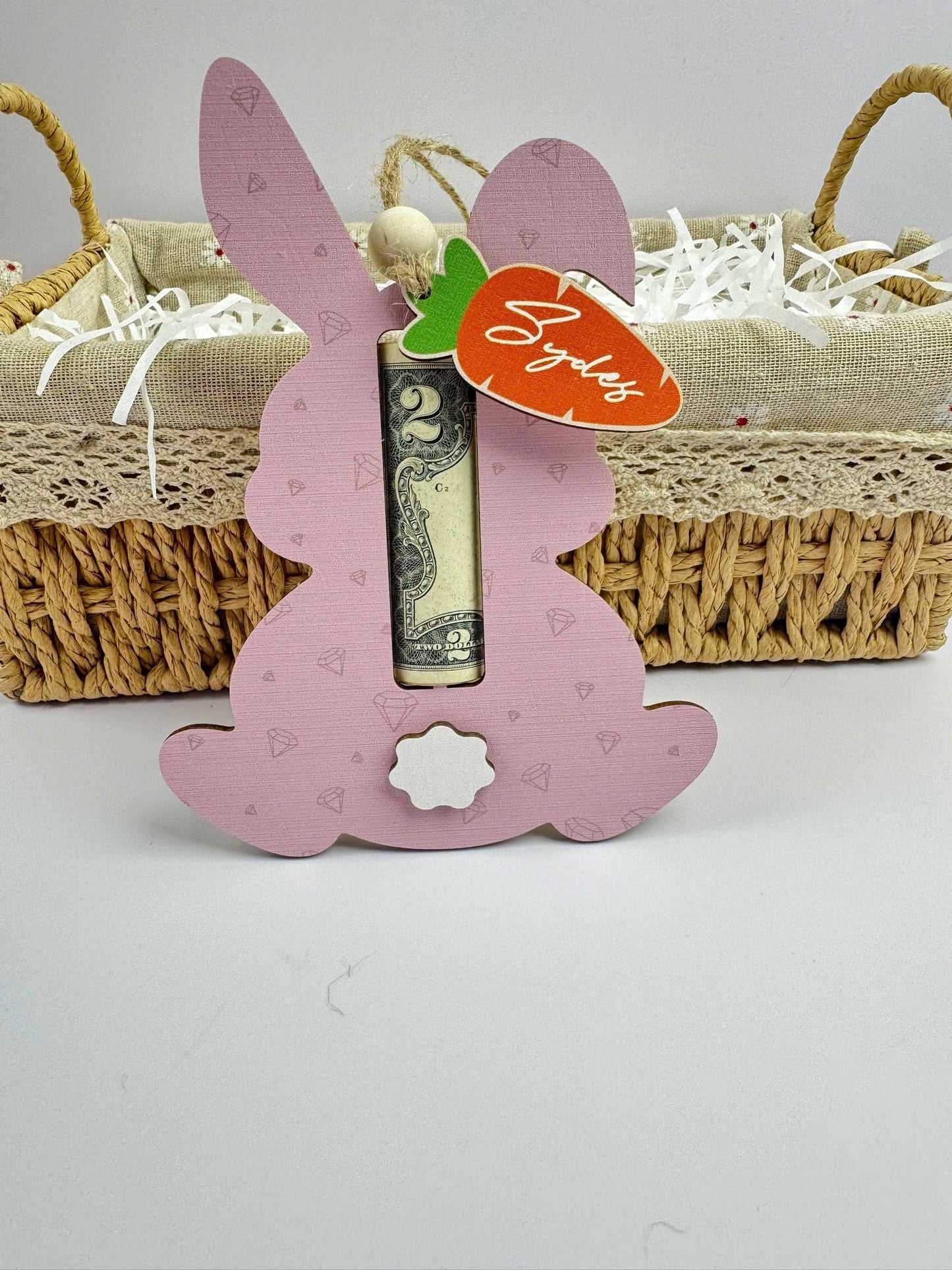 Personalized Wood Easter Bunny Money Holder – Kids Easter Basket Tag - product image 4