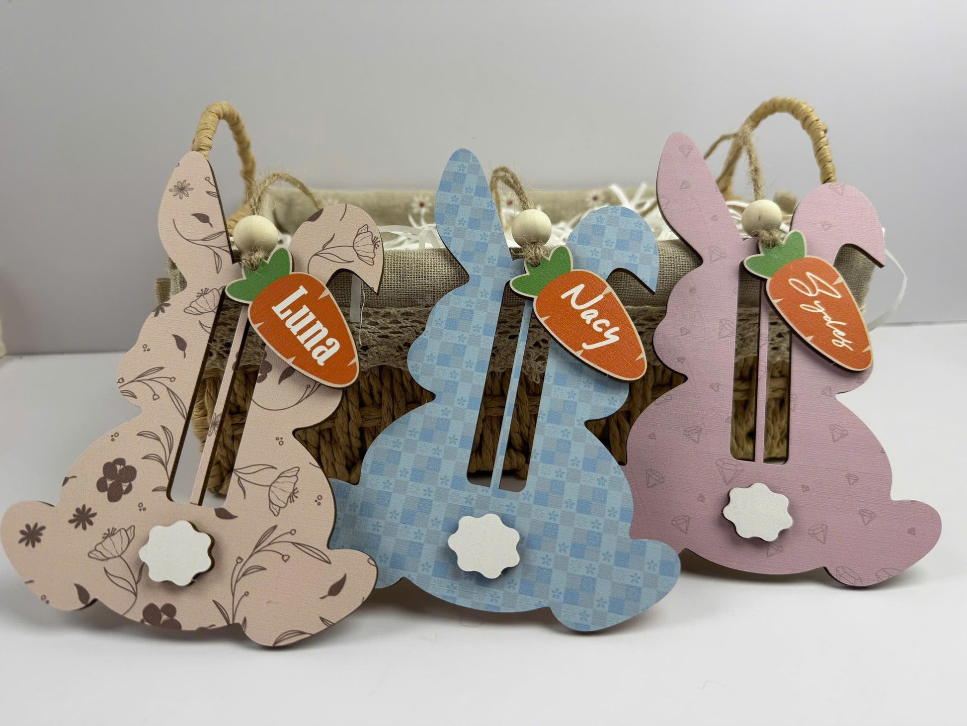 Personalized Wood Easter Bunny Money Holder – Kids Easter Basket Tag - main product image
