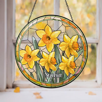 Family Birth Flower Bouquet Birth Month Flowers Personalized Stained Glass Window Hangings Personalized Birth Flower Gift Mothers Day Gift - product image 2