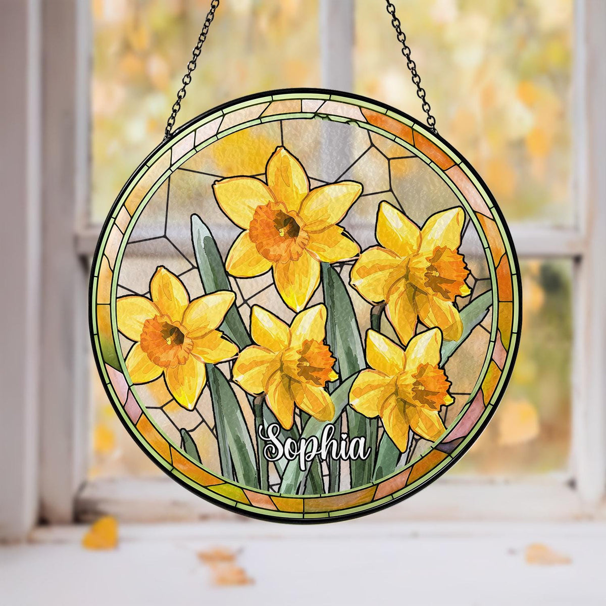 Family Birth Flower Bouquet Birth Month Flowers Personalized Stained Glass Window Hangings Personalized Birth Flower Gift Mothers Day Gift - product image 2