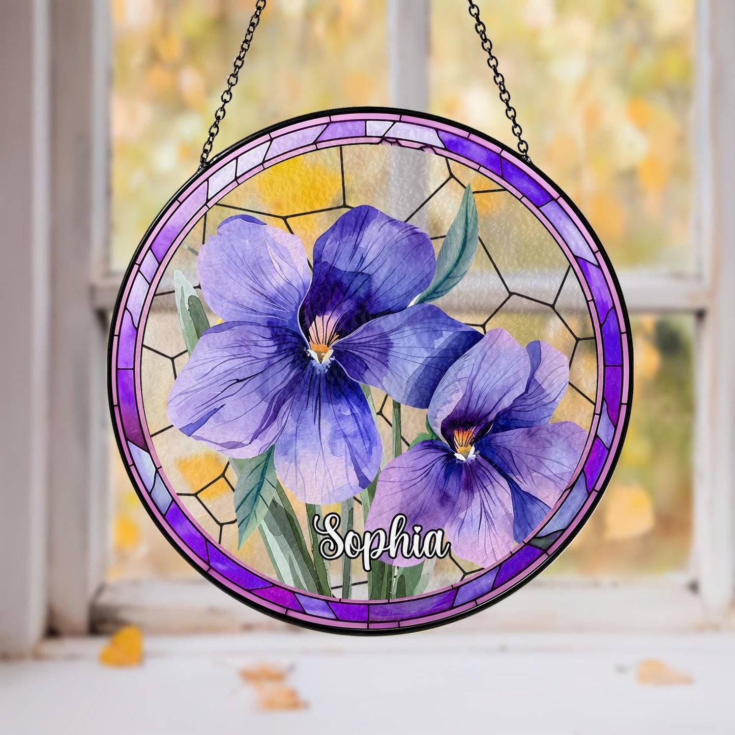 Family Birth Flower Bouquet Birth Month Flowers Personalized Stained Glass Window Hangings Personalized Birth Flower Gift Mothers Day Gift - product image 6