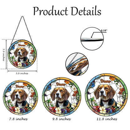 Custom Pet Photo Glass Suncatcher, Personalized Dog Lover Gift, Floral Sun Catcher, Stained Glass Style Window Decor, Unique Pet Art - product image 6