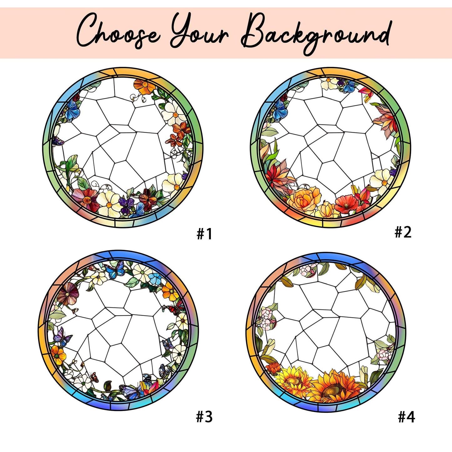 Custom Pet Photo Glass Suncatcher, Personalized Dog Lover Gift, Floral Sun Catcher, Stained Glass Style Window Decor, Unique Pet Art - product image 2