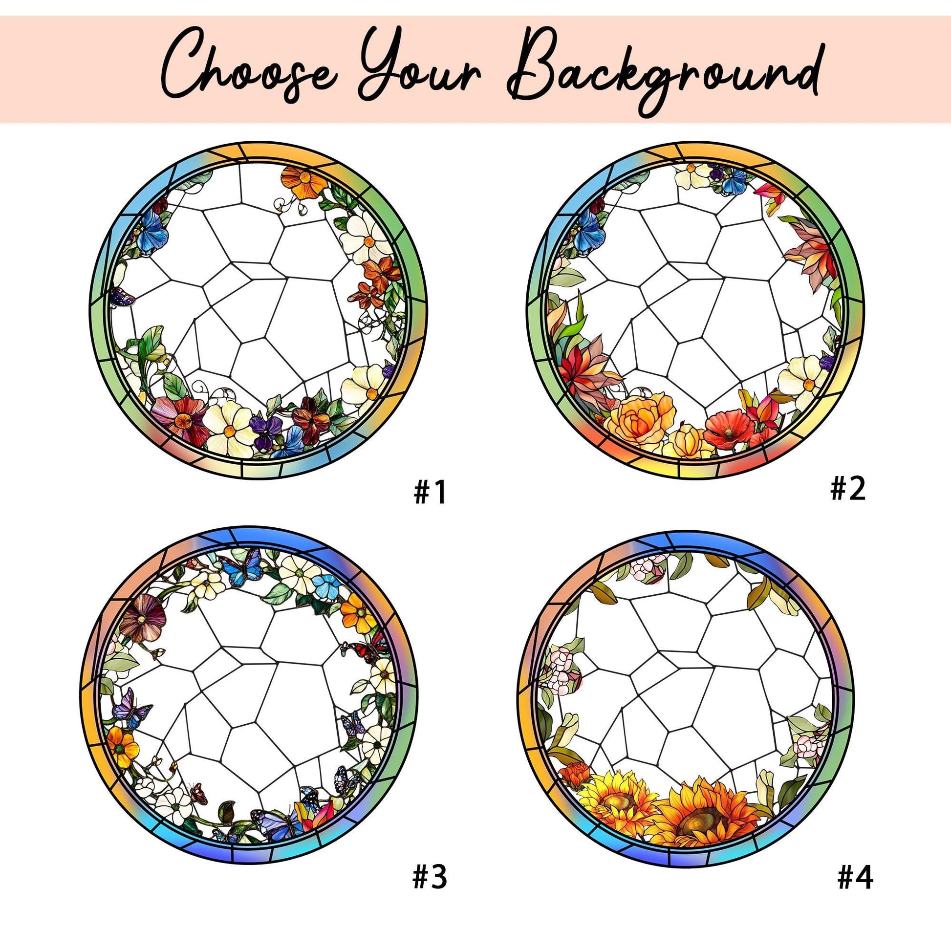 Custom Pet Photo Glass Suncatcher, Personalized Dog Lover Gift, Floral Sun Catcher, Stained Glass Style Window Decor, Unique Pet Art - product image 2