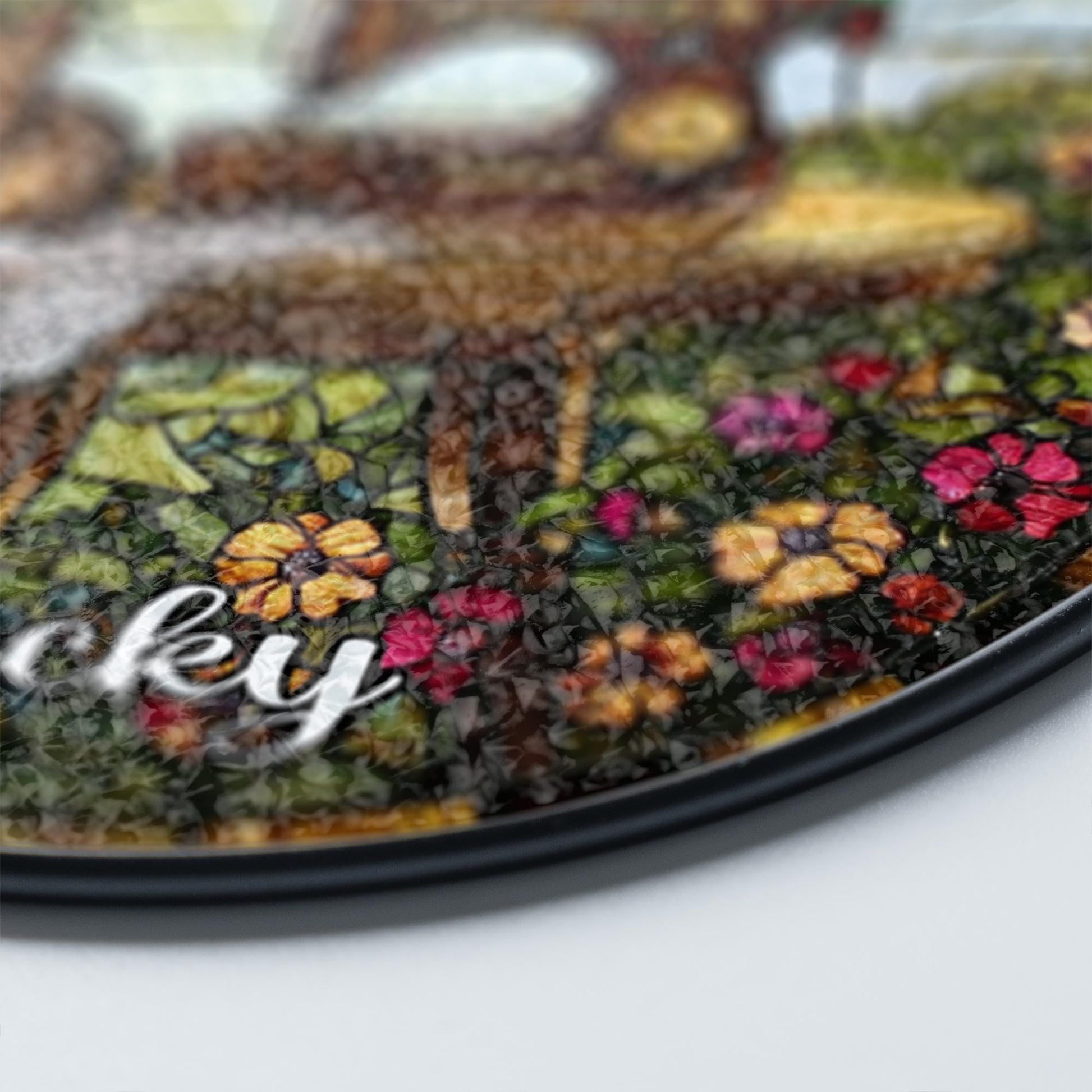 Custom Pet Photo Glass Suncatcher, Personalized Name Decor, Cat Portrait Gift, Vintage Sewing Sun Catcher, Unique Pet Memorial Art - product image 4