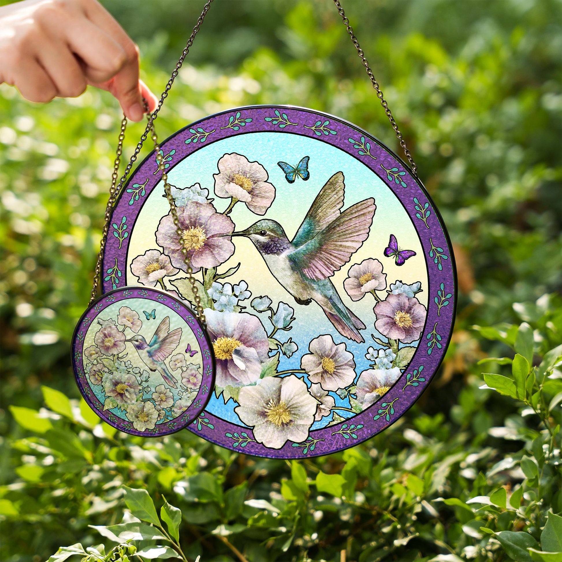 Hummingbird Suncatcher Glass Floral Window Decoration Stained Glass Bird Sun Catcher Ornament Gift Home Decor Butterfly Garden Art - product image 7