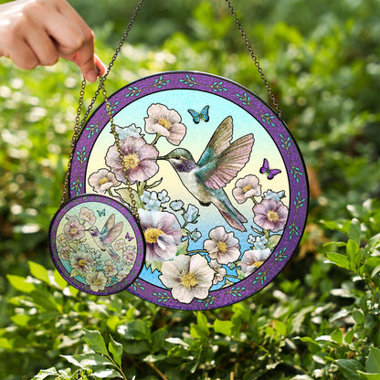Hummingbird Suncatcher Glass Floral Window Decoration Stained Glass Bird Sun Catcher Ornament Gift Home Decor Butterfly Garden Art - product image 7
