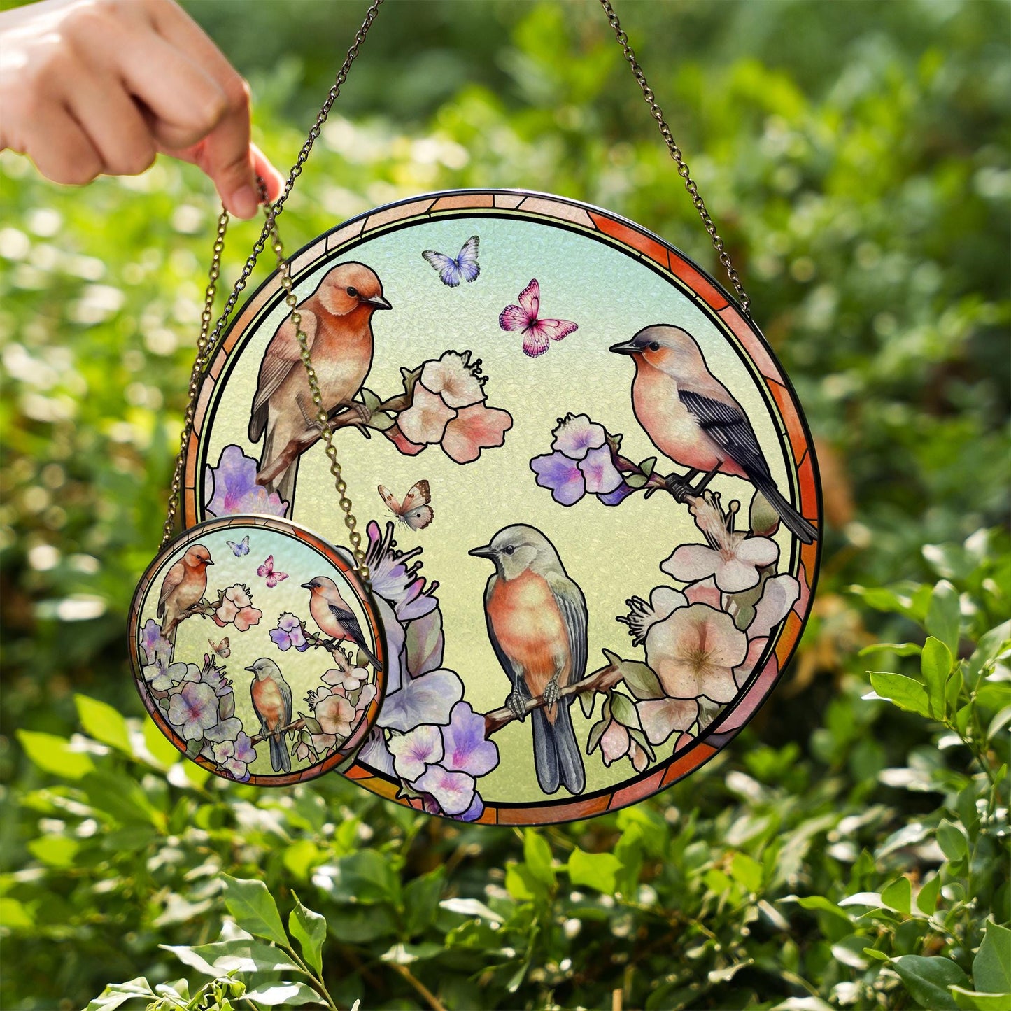 Bird Floral Glass Suncatcher Window Sun Catcher Hanging Stained Glass Style Ornament Nature Garden Decor Home Art Gift - product image 4