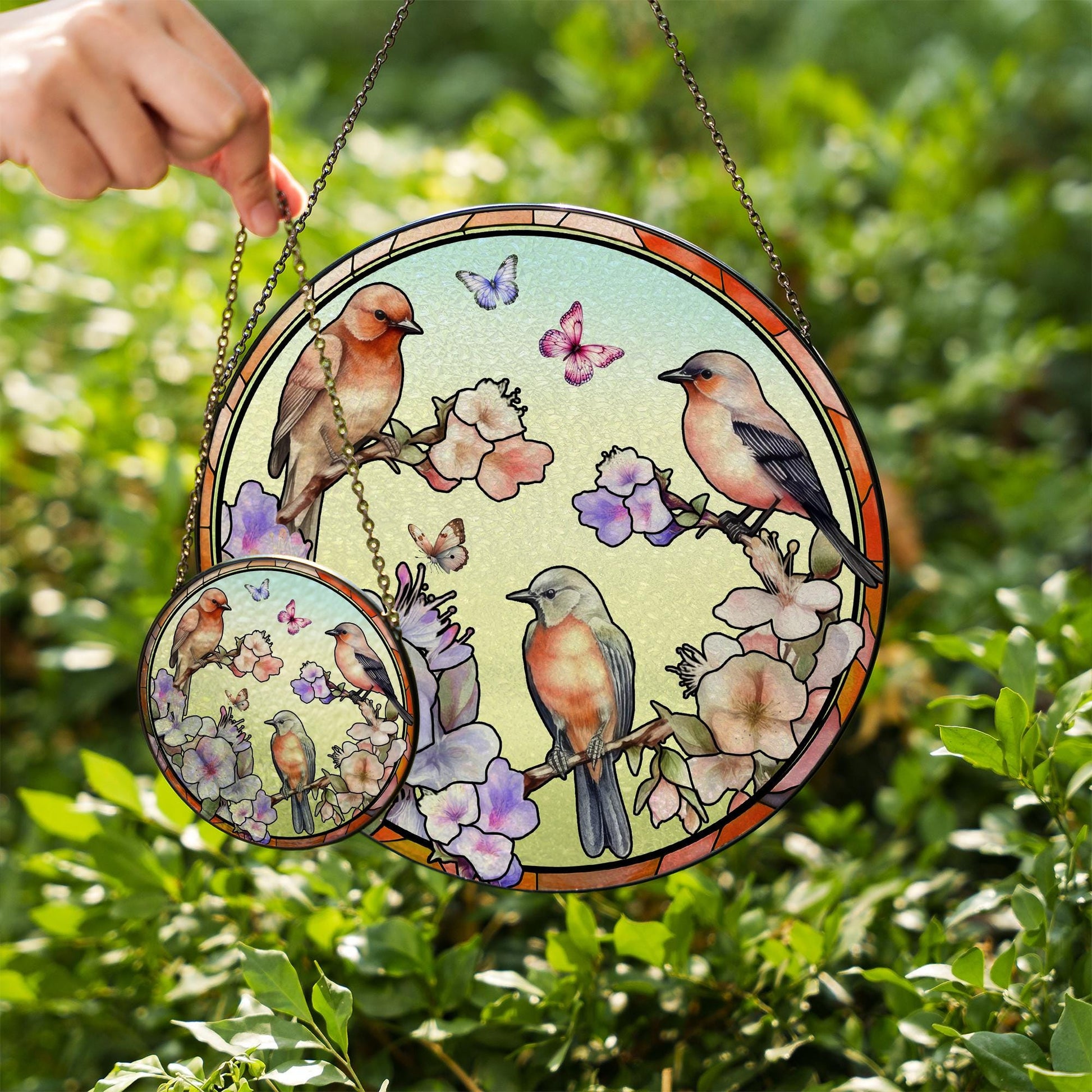 Bird Floral Glass Suncatcher Window Sun Catcher Hanging Stained Glass Style Ornament Nature Garden Decor Home Art Gift - product image 4