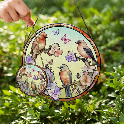 Bird Floral Glass Suncatcher Window Sun Catcher Hanging Stained Glass Style Ornament Nature Garden Decor Home Art Gift - product image 4