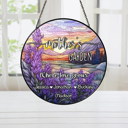 Grandma’s Garden Custom Stained Glass Suncatcher, Personalized Grandkids Name Gift, Floral Window Hanging Decor, Mother’s Day Present - product image 7