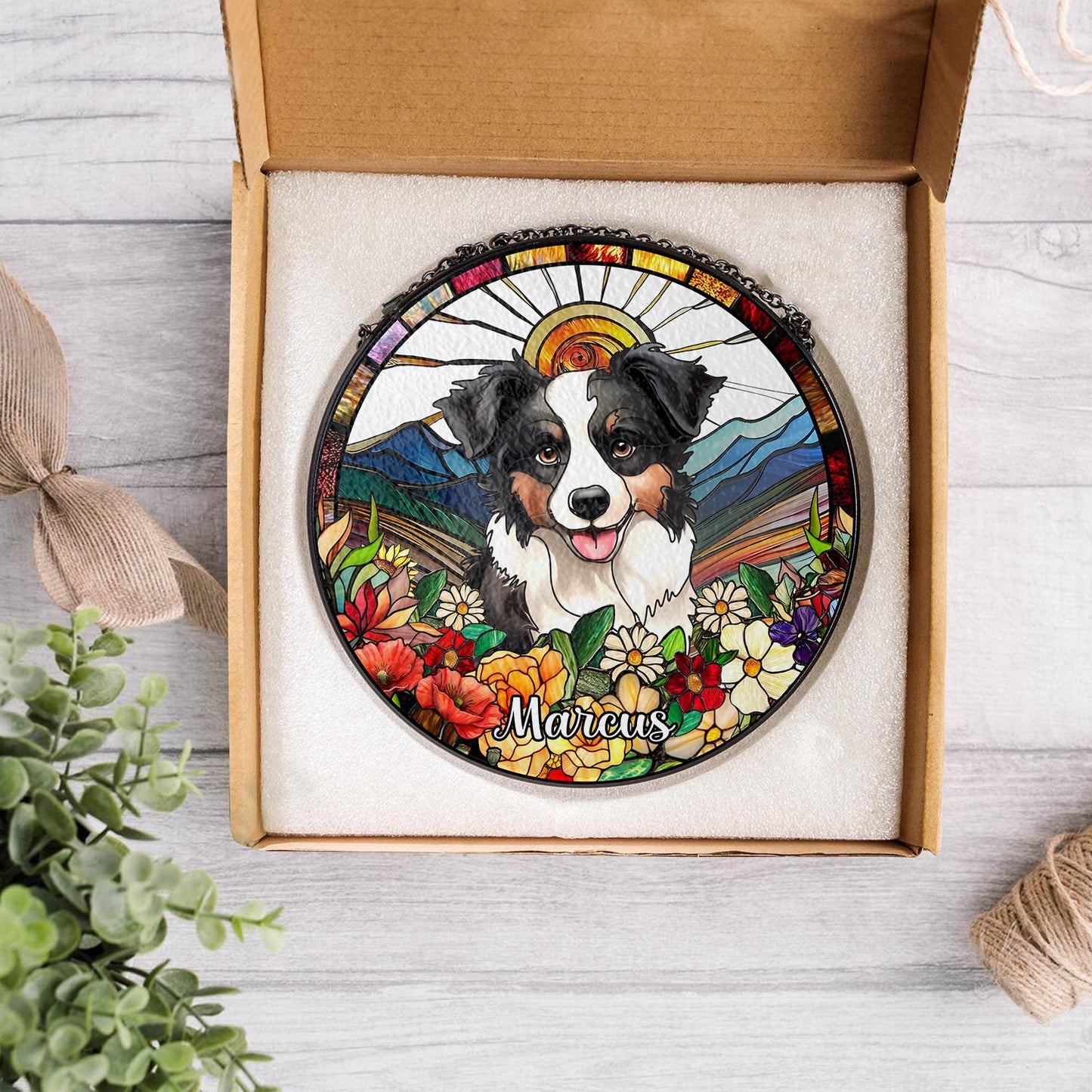 Personalized Dog Mom Gift Stained Glass Suncatcher, Custom Pet Portrait Window Hanging, Housewarming Pet Decor - product image 4