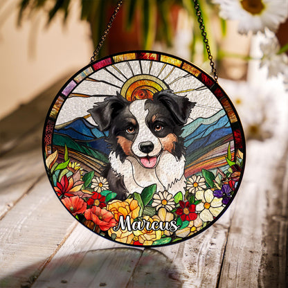 Personalized Dog Mom Gift Stained Glass Suncatcher, Custom Pet Portrait Window Hanging, Housewarming Pet Decor - product image 6