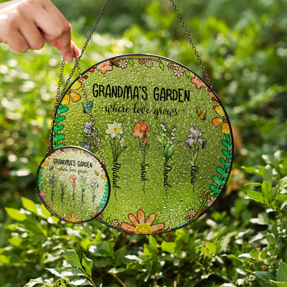 Grandma’s Garden Stained Glass Sun Catcher Where Love Grows Gift for Grandma Personalized Grandkids Names Floral Decor - product image 7