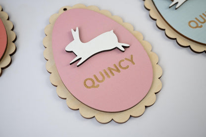 Personalized Easter Basket Tag – Birch Wood Egg with Bunny, Custom Kids Name Tag, Holiday Favor, Easter Gift, Spring Basket Decoration - product image 7