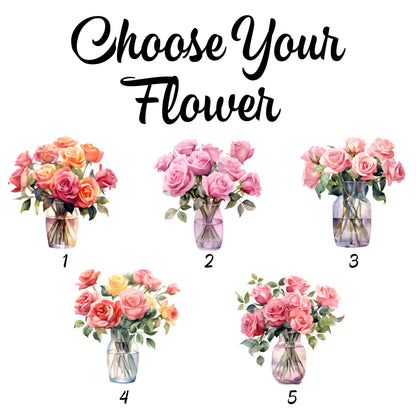 Personalized Rose Birth Flower Suncatcher, Custom Name Glass Vase Floral Window Hanging, Mom Birthday Gift, Acrylic Faux Glass - product image 4