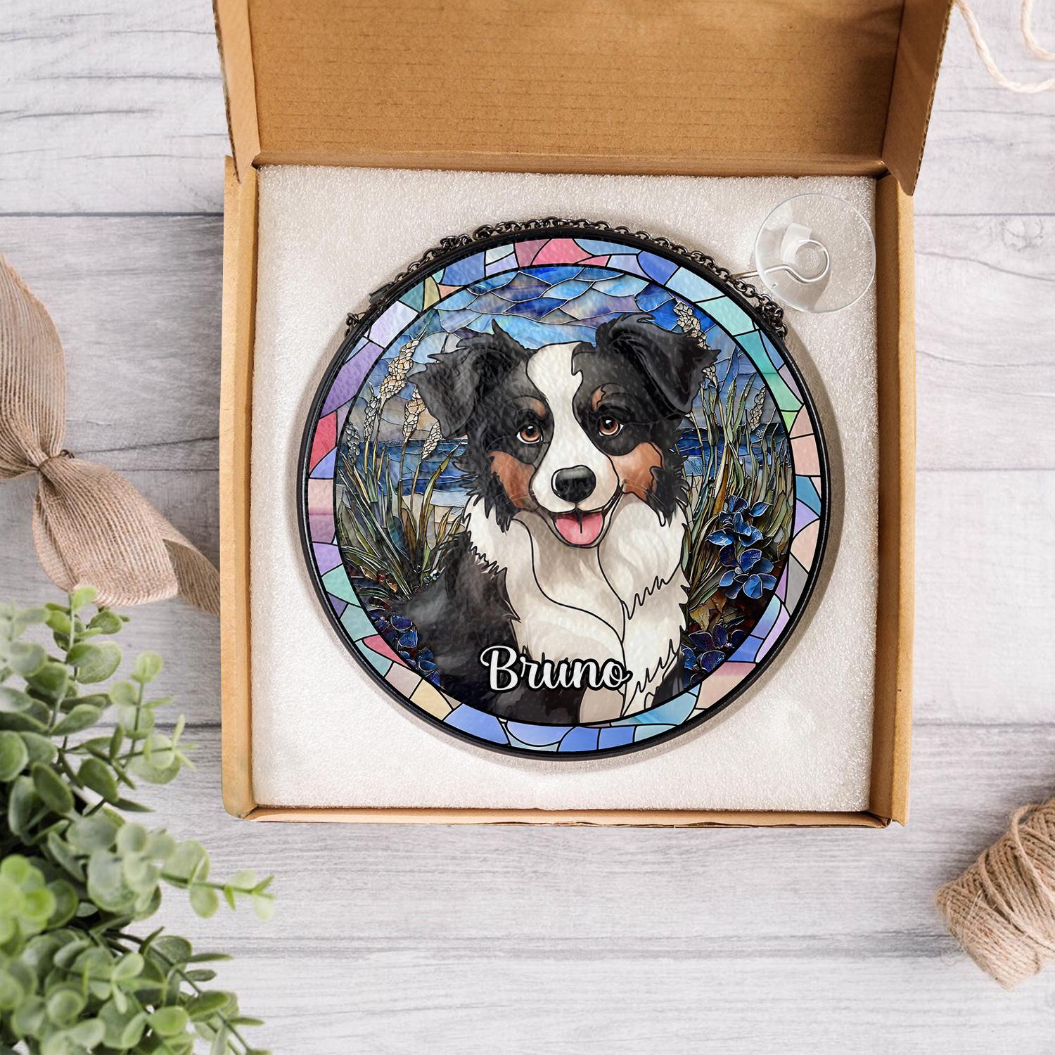 Personalized Pet Portrait Stained Glass Suncatcher, Custom Dog Mom Gift, Hand Drawn Dog Memorial Ornament, Pet Loss Keepsake, Dog Lover Gift - product image 3