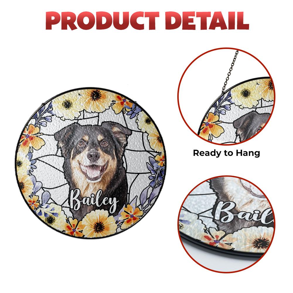 Personalized Dog Portrait Stained Glass Suncatcher, Custom Pet Memorial Stained Glass Photo Suncatcher, Dog Loss Keepsake, Pet Loss Gift - product image 5