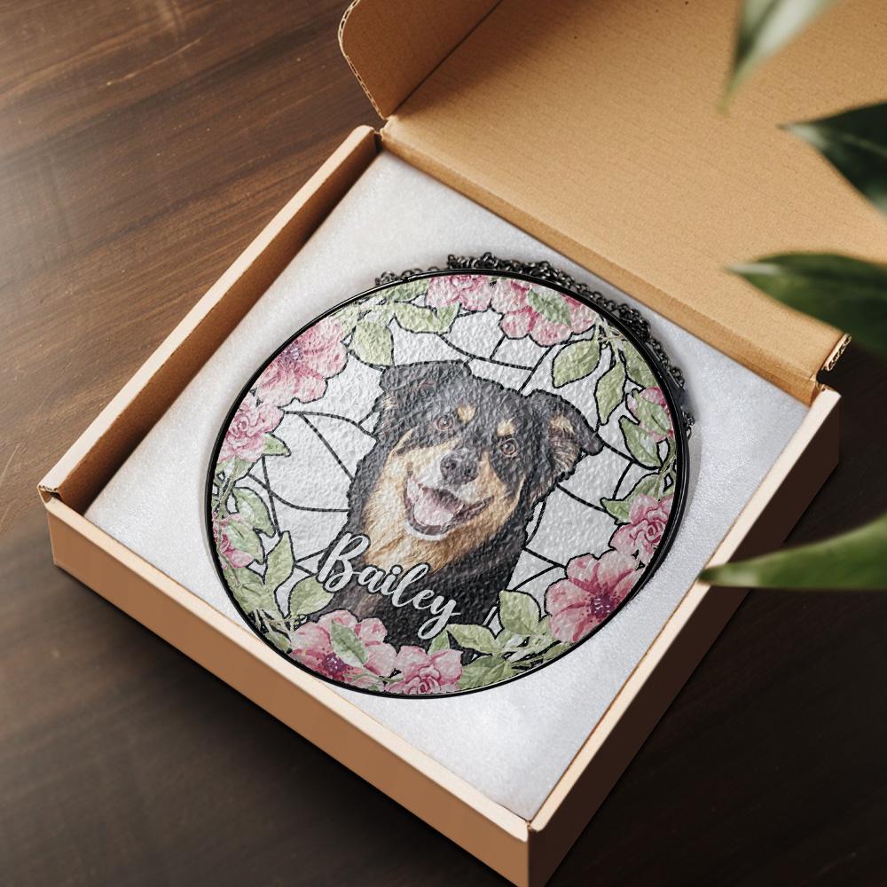 Personalized Dog Portrait Stained Glass Suncatcher, Custom Pet Memorial Stained Glass Photo Suncatcher, Dog Loss Keepsake, Pet Loss Gift - product image 8