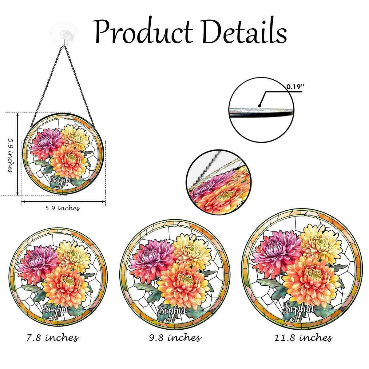 Family Birth Flower Bouquet Birth Month Flowers Personalized Stained Glass Window Hangings Personalized Birth Flower Gift Mothers Day Gift - product image 5