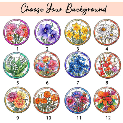 Family Birth Flower Bouquet Birth Month Flowers Personalized Stained Glass Window Hangings Personalized Birth Flower Gift Mothers Day Gift - product image 4