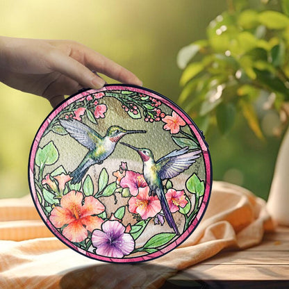 Hummingbird Suncatcher Glass Window Decor Floral Stained Glass Bird Sun Catcher Nature Home Decoration Unique Handmade Gift for Mom - product image 4