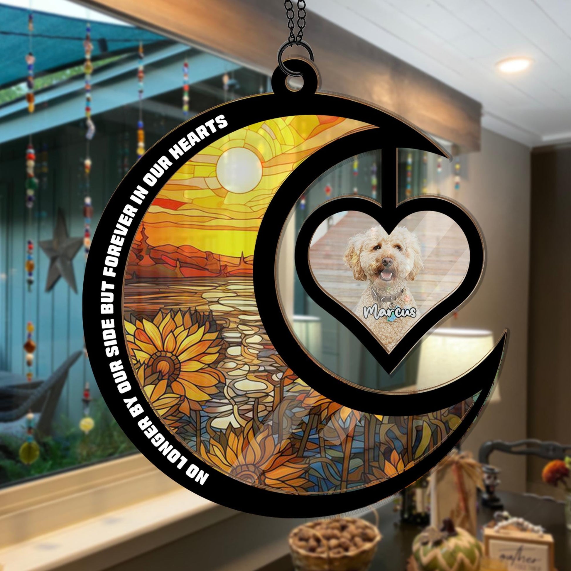 Personalized Dog Memorial Suncatcher • Custom Photo Pet Ornament • Pet Loss Gift for Dog Lovers • Handmade Window Hanging Home Decor - product image 2