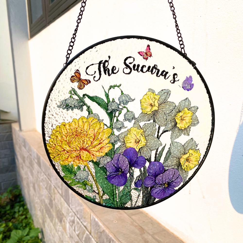 Custom Grandma's Garden Stained Glass, Personalized Love Grows Here Suncatcher, Birth Month Flowers With Names Gift, Mothers Day Gift - product image 6