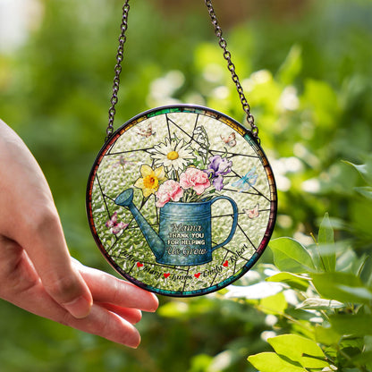 Nana Thank You For Helping Us Grow Suncatcher Glass Floral Gift Custom Names Grandma Garden Window Hanging Mothers Day Personalized Present - product image 5