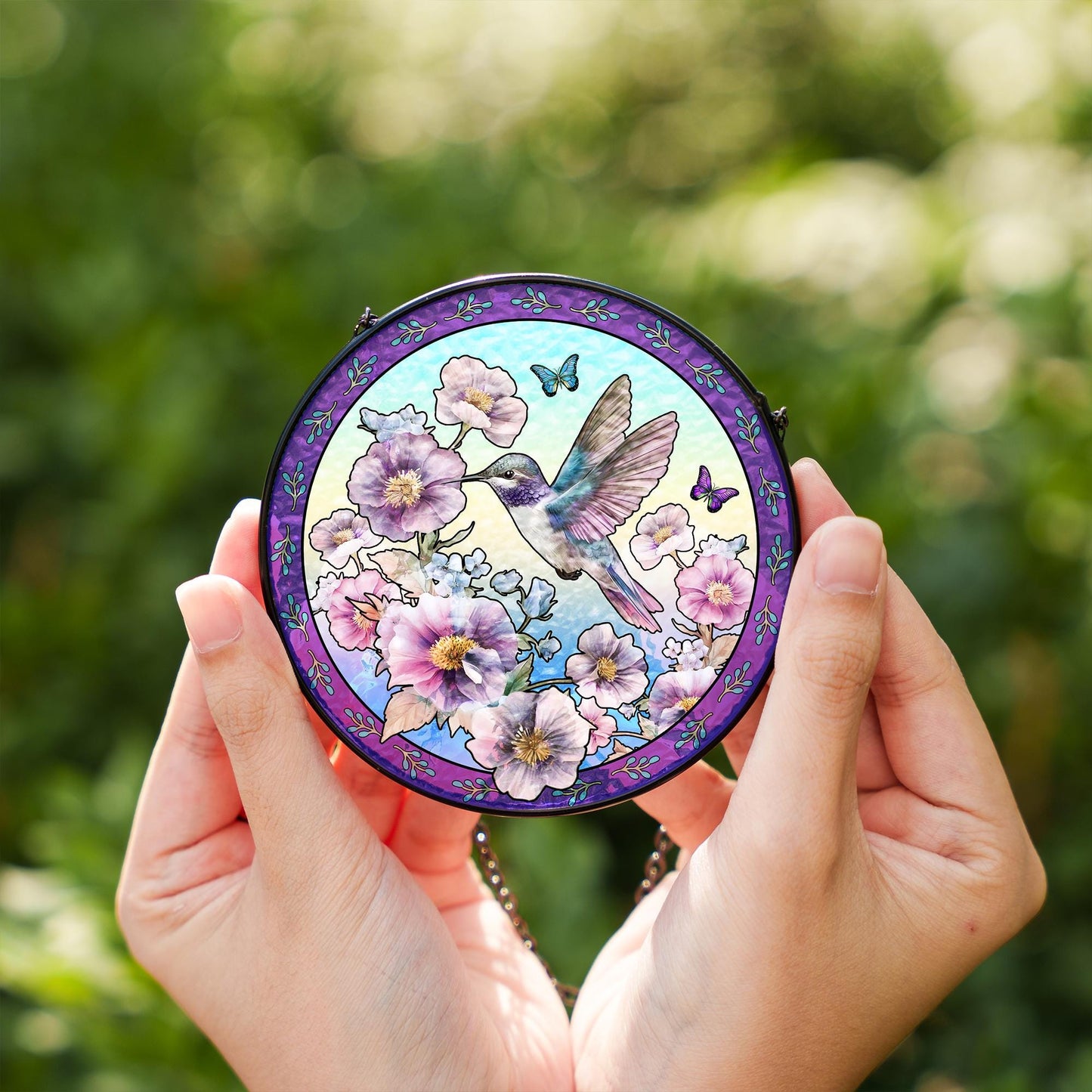 Hummingbird Suncatcher Glass Floral Window Decoration Stained Glass Bird Sun Catcher Ornament Gift Home Decor Butterfly Garden Art - product image 3