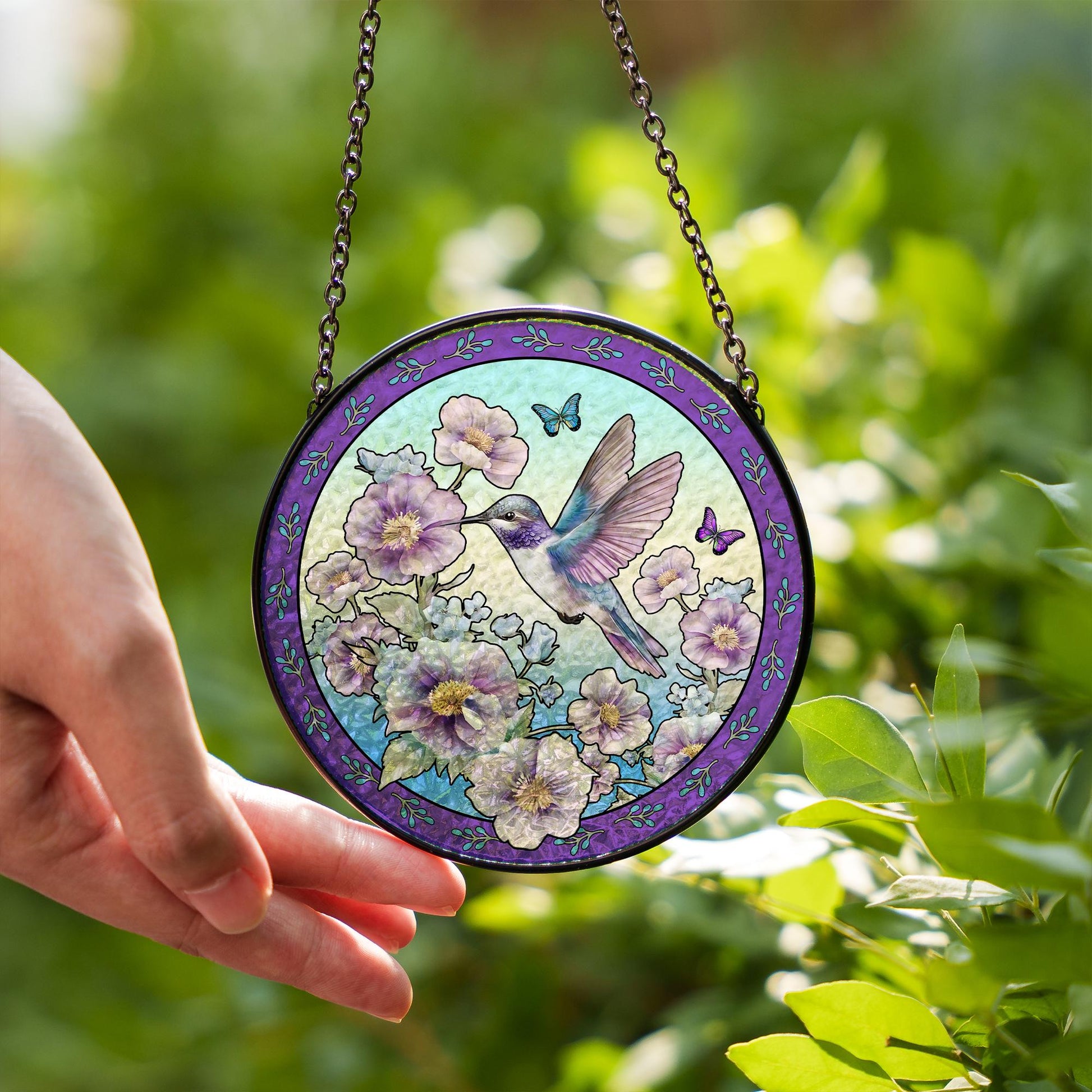 Hummingbird Suncatcher Glass Floral Window Decoration Stained Glass Bird Sun Catcher Ornament Gift Home Decor Butterfly Garden Art - product image 4