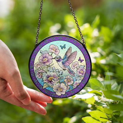 Hummingbird Suncatcher Glass Floral Window Decoration Stained Glass Bird Sun Catcher Ornament Gift Home Decor Butterfly Garden Art - product image 4