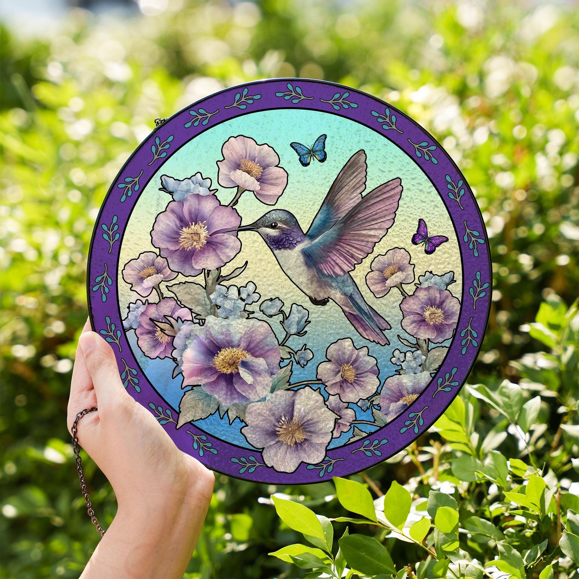Hummingbird Suncatcher Glass Floral Window Decoration Stained Glass Bird Sun Catcher Ornament Gift Home Decor Butterfly Garden Art - product image 6