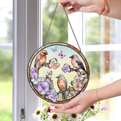 Bird Floral Glass Suncatcher Window Sun Catcher Hanging Stained Glass Style Ornament Nature Garden Decor Home Art Gift - product image 3