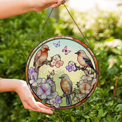 Bird Floral Glass Suncatcher Window Sun Catcher Hanging Stained Glass Style Ornament Nature Garden Decor Home Art Gift - product image 5