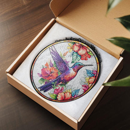 Hummingbird Stained Glass Suncatcher, Floral Window Hanging Art, Colorful Bird Ornament, Garden Lover Gift, Nature Decor, Sun Catcher - product image 7