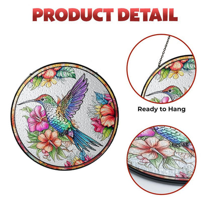 Hummingbird Stained Glass Suncatcher, Floral Window Hanging Art, Colorful Bird Ornament, Garden Lover Gift, Nature Decor, Sun Catcher - product image 10