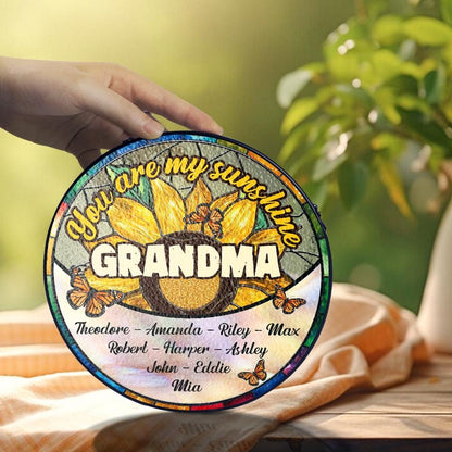 Custom Grandma Sunflower Suncatcher Stained Glass Gift Personalized Grandma Gift with Kids Names Mother’s Day Gift Birthday Window Hanging - product image 4
