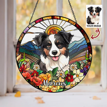 Personalized Dog Mom Gift Stained Glass Suncatcher, Custom Pet Portrait Window Hanging, Housewarming Pet Decor - product image 3
