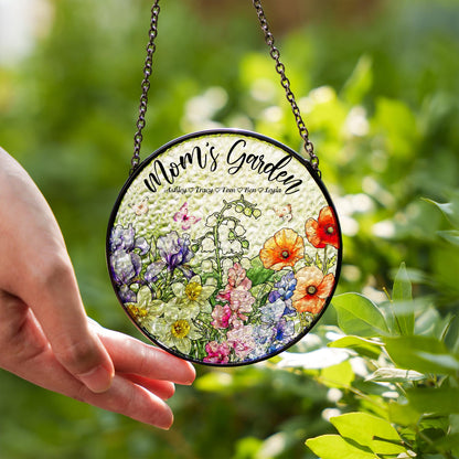 Mom’s Garden Glass Suncatcher – Custom Flower Ornament Gift, Personalized Floral Panel, Mother Grandma Birthday Decor, Spring Window Art - product image 4