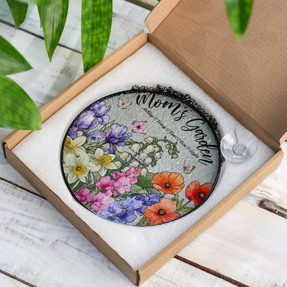 Mom’s Garden Glass Suncatcher – Custom Flower Ornament Gift, Personalized Floral Panel, Mother Grandma Birthday Decor, Spring Window Art - product image 5