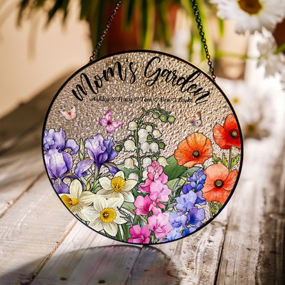 Mom’s Garden Glass Suncatcher – Custom Flower Ornament Gift, Personalized Floral Panel, Mother Grandma Birthday Decor, Spring Window Art - product image 3