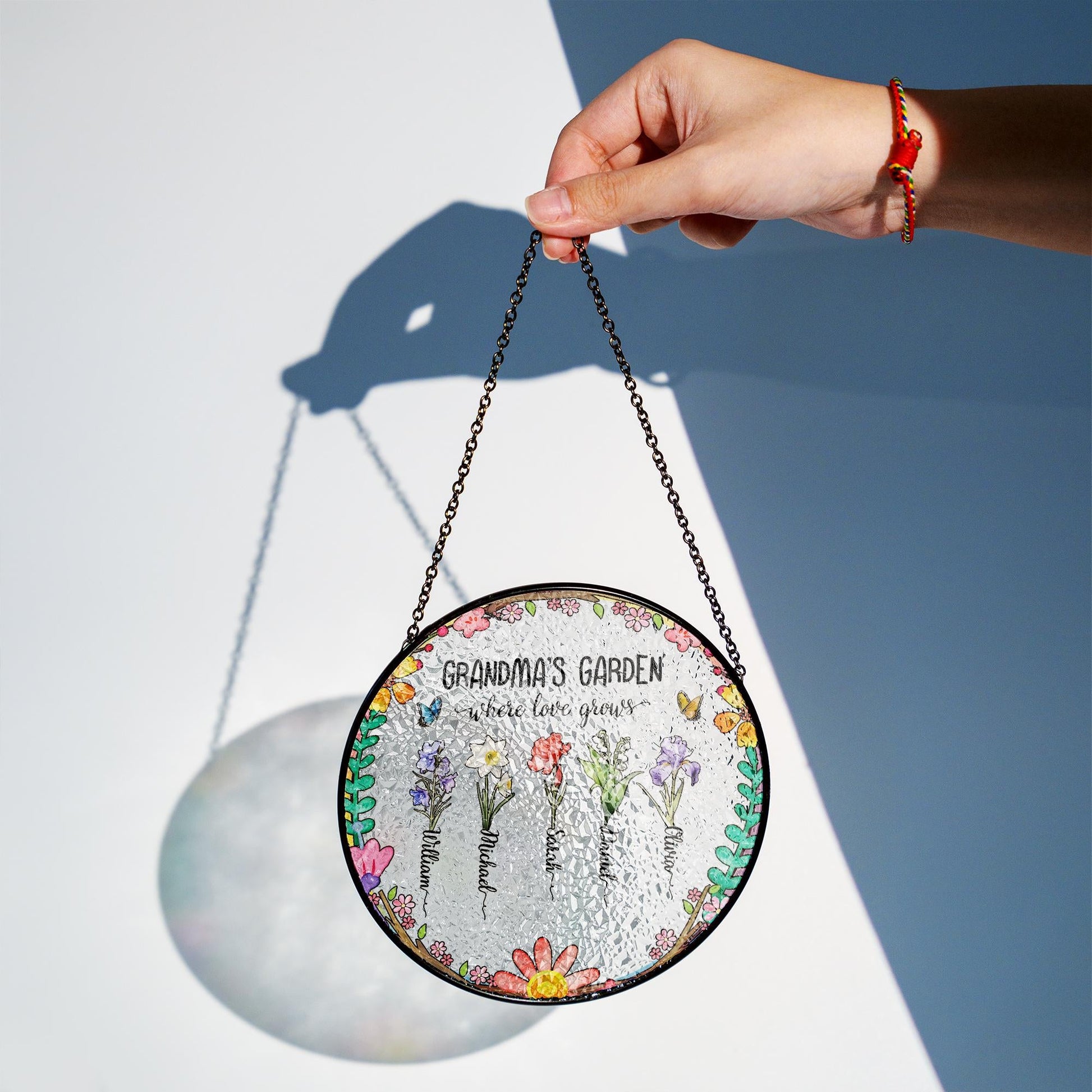 Grandma’s Garden Stained Glass Sun Catcher Where Love Grows Gift for Grandma Personalized Grandkids Names Floral Decor - product image 3