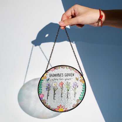 Grandma’s Garden Stained Glass Sun Catcher Where Love Grows Gift for Grandma Personalized Grandkids Names Floral Decor - product image 3