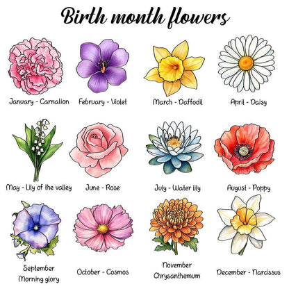 Family Birth Flower Bouquet Birth Month Flowers Personalized Stained Glass Window Hangings Personalized Birth Flower Gift Mothers Day Gift - product image 2