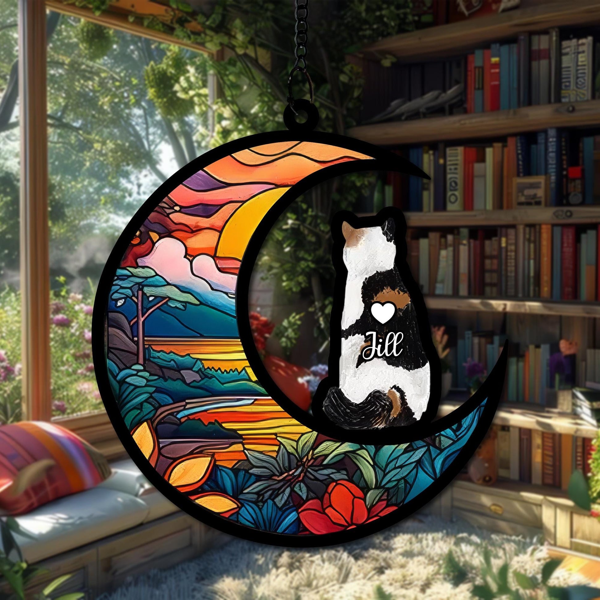 Personalized Cat Suncatcher, Stained Glass Style Pet Memorial Gift, Custom Window Ornament for Cat Lovers, Keepsake Tribute Decoration - product image 7